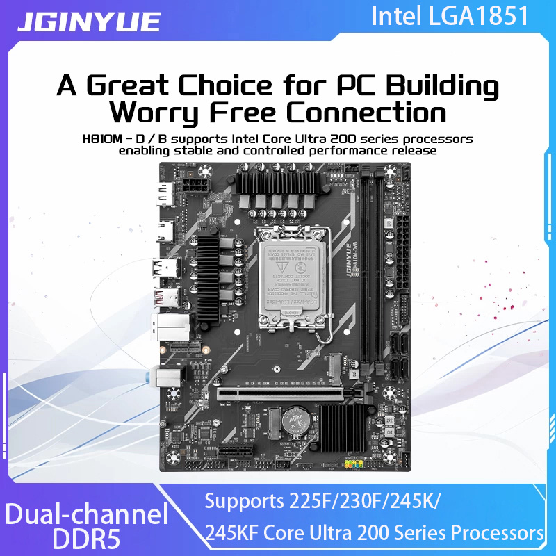 Ddr5 64Gb - JGINYUE H810 Anakart Intel LGA1851 Çift